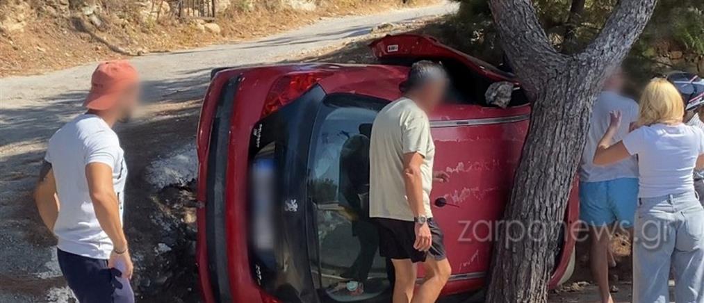 Τροχαίο στα Χανιά: Αυτοκίνητο σφήνωσε σε δέντρο