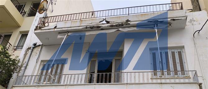 Κρήτη: Έπεσε τμήμα μπαλκονιού (εικόνες)
