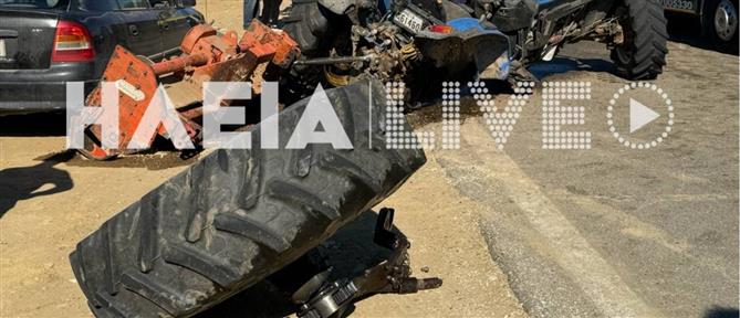 Κυλλήνη: Πολυτελές αυτοκίνητο τράκαρε με τρακτέρ (εικόνες)