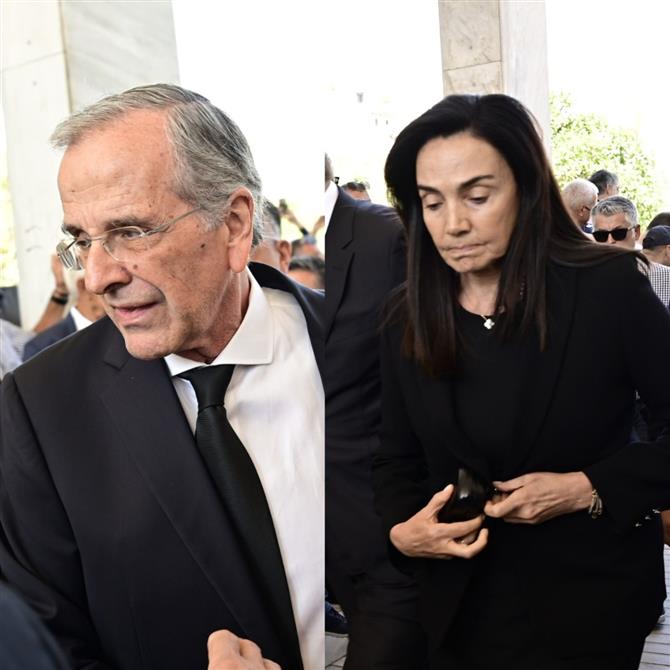 Λένα Σαμαρά: Βαθιά οδύνη στην κηδεία της - Συντετριμμένοι οι γονείς της, Αντώνης και Γεωργία Σαμαρά