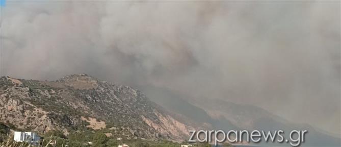 Φωτιά στα Τεμένια Χανίων - Μήνυμα του 112 - Εκκενώνονται σπίτια