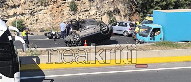 Κρήτη: Καραμπόλα με τραυματίες στην εθνική οδό (εικόνες)